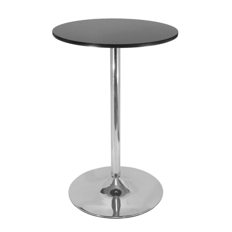 Spectrum Pub Table, 28" Round Black With Chrome Leg