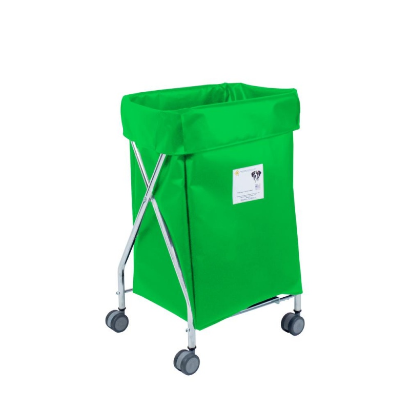Narrow Collapsible Hamper With Jelly Bean Green Vinyl Bag, 5 Bushel Capacity
