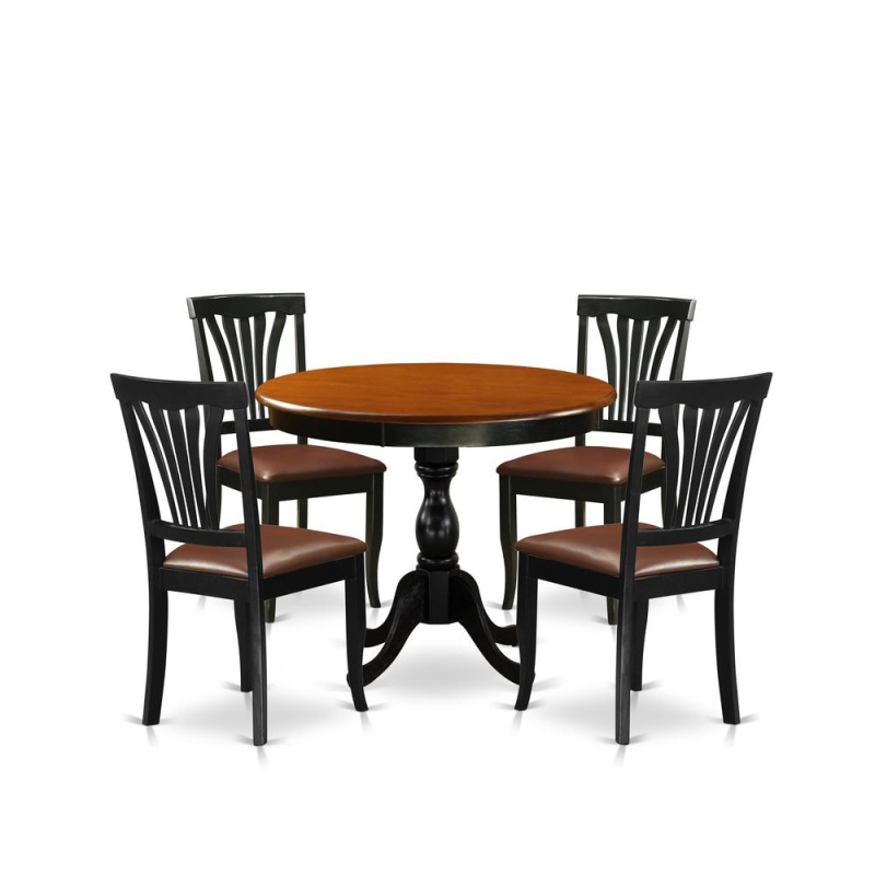 5-Piece Dining Room Set with Faux Leather Chairs
