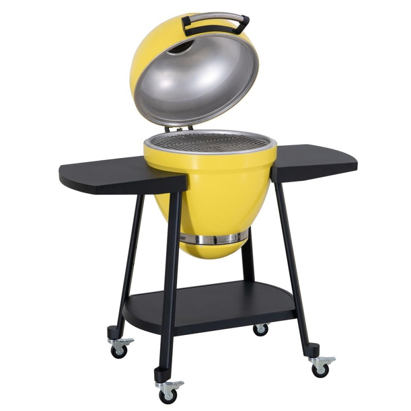 Sunjoy 20in egg shaped grill with pizza plate yellow