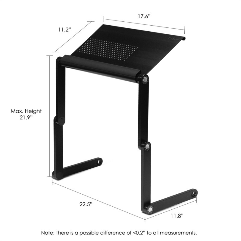 Ergonomics Aluminum Vented Adjustable Multi-Functional Laptop Desk Portable Bed Tray