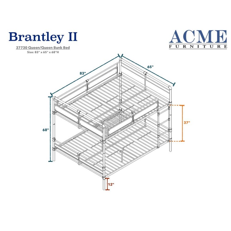 Brantley Ii Full Xl/Queen Bunk Bed, Sandy Black & Dark Bronze Hand-Brushed (1Set/2Ctn)