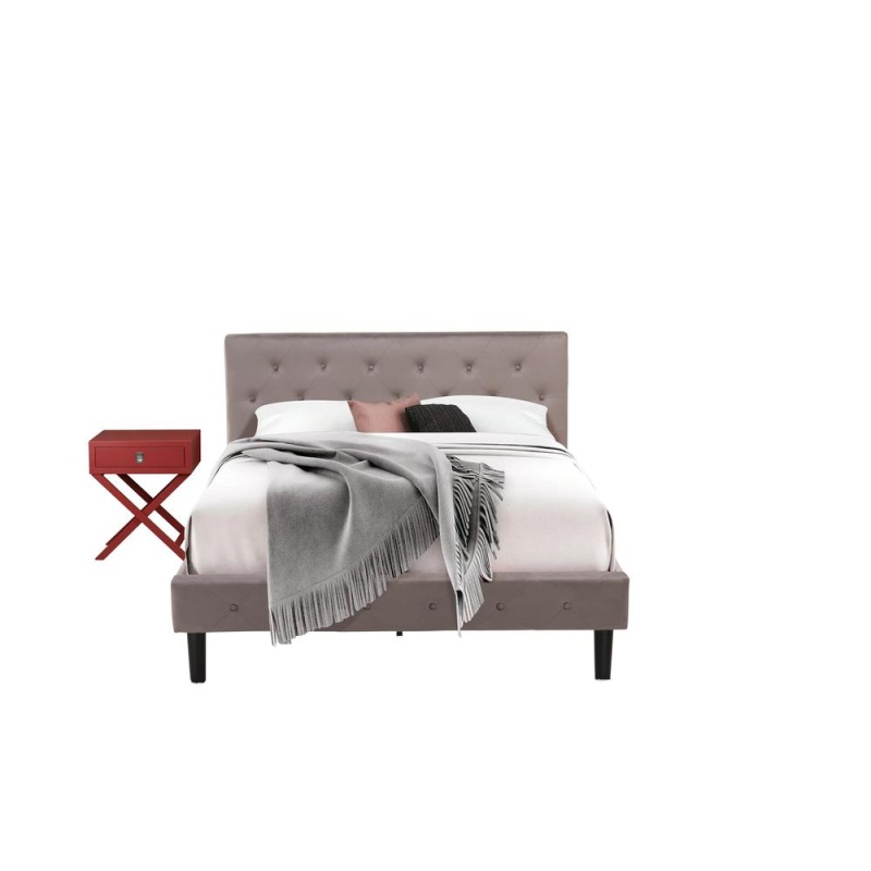 2 Piece Queen Bed Set with Headboard and Night Stand