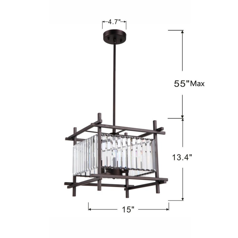 Vanessa Contemporary 4 Lights Rubbed Bronze Ceiling Pendant 15" Wide