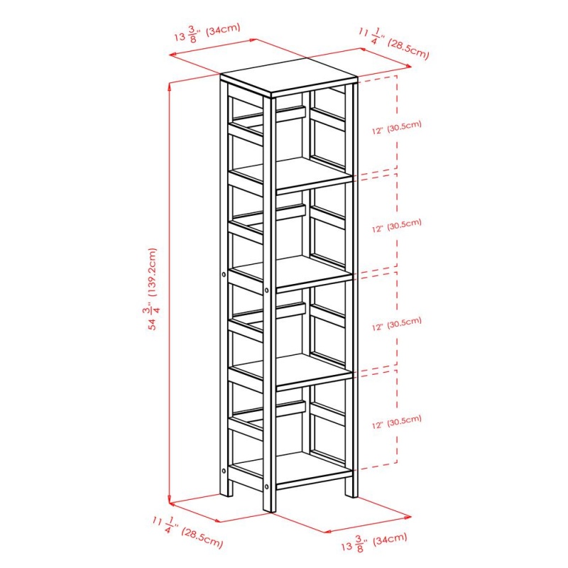 Capri 4-Section N Storage Shelf With 4 Foldable Black Fabric Baskets