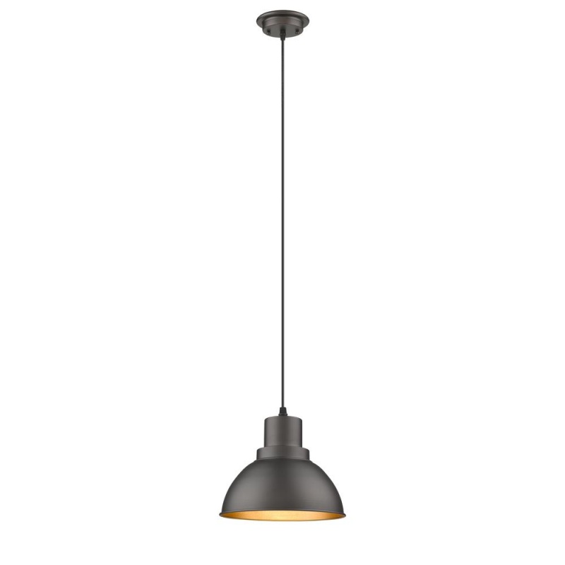 Ironclad Industrial-Style 1 Light Rubbed Bronze Ceiling Mini Pendant 8" Wide