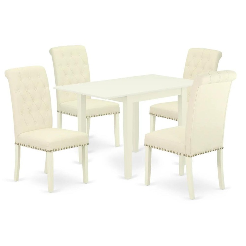 East West Furniture 5-Piece Dinner Table Set-A Mid Century Modern Table And 4Linen Fabricdining Chairs With Button Tufted Back - Linen White Finish