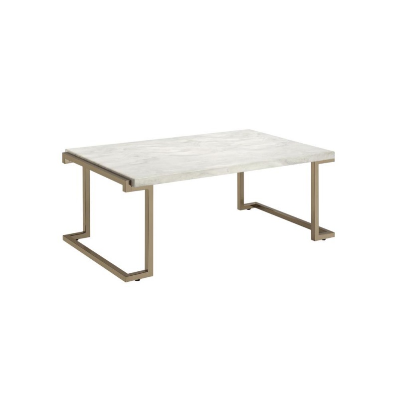Boice Ii Coffee Table, Faux Marble & Champagne