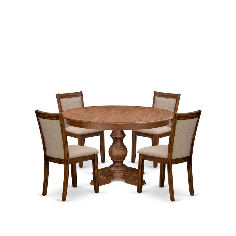 5-Pc Dining Set with Pedestal Kitchen Table