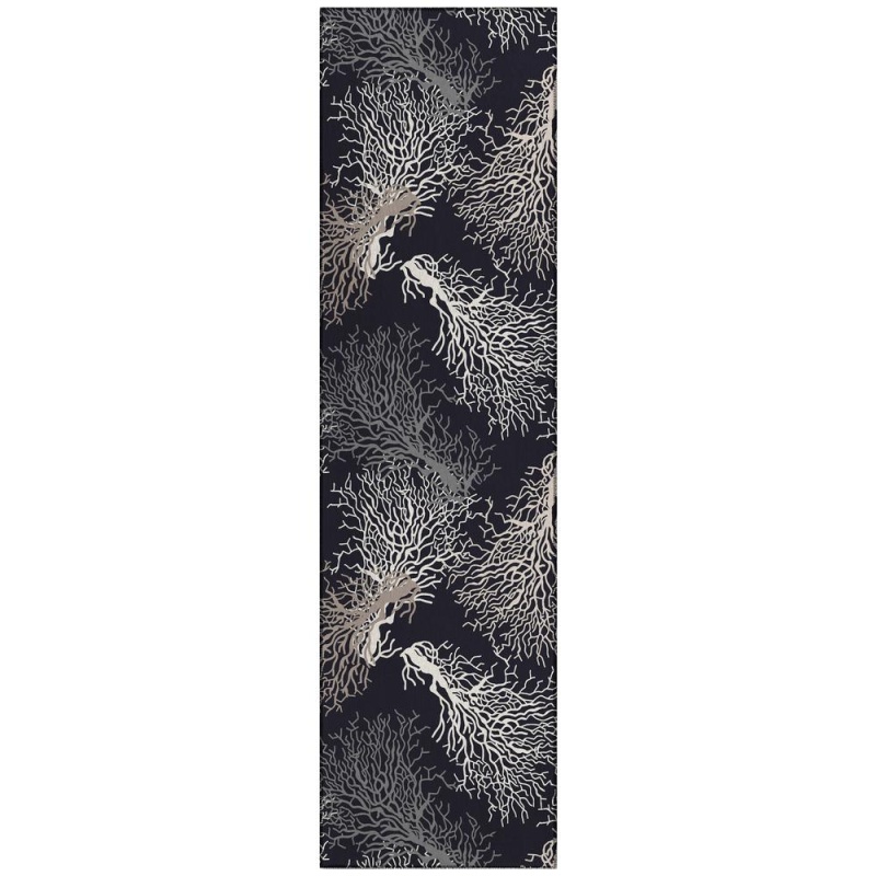 Indoor/Outdoor Surfside Asr33 Midnight Washable 2'3" X 7'6" Runner Rug