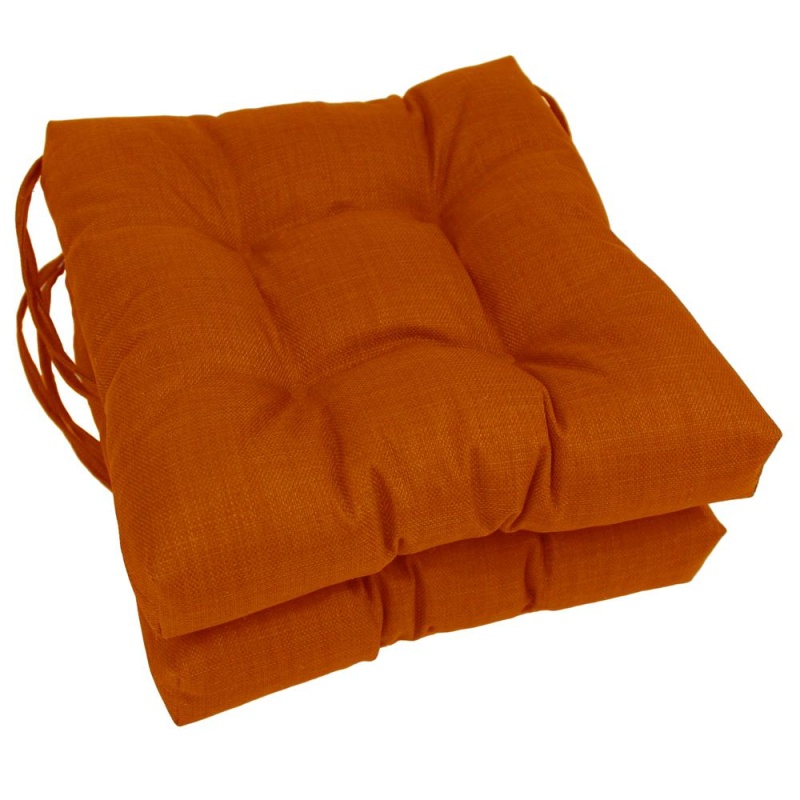 16-Inch Spun Polyester Solid Outdoor Square Tufted Chair Cushion
