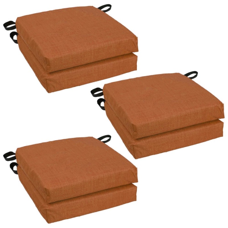 16-Inch Spun Polyester Solid Outdoor Square Chair Cushions (Set of 6)