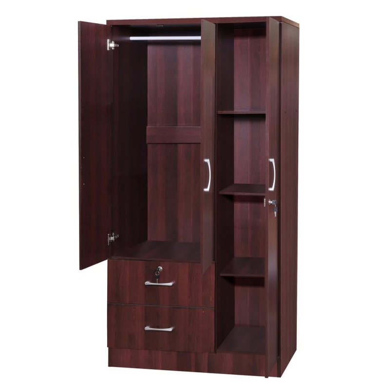 Better Home Products Symphony Wardrobe Armoire Closet With Two Drawers Mahogany