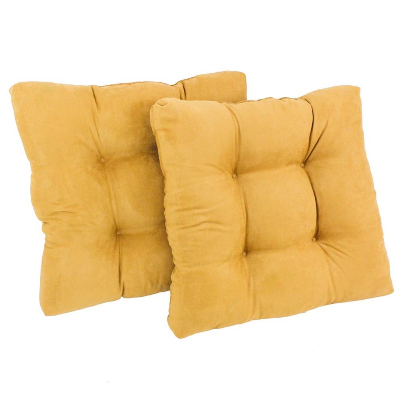 19-Inch Squared Microsuede Tufted Dining Chair Cushion (Set Of Two)