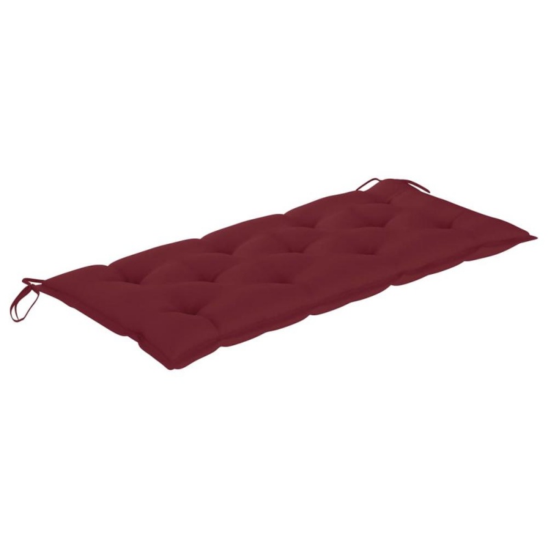 Vidaxl Swing Bench With Wine Red Cushion 47.2" Solid Teak Wood 2874