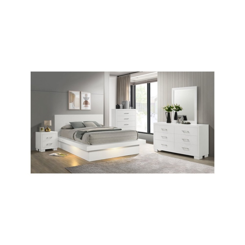Jessica 5-Piece Queen Led Bedroom Set Cream White