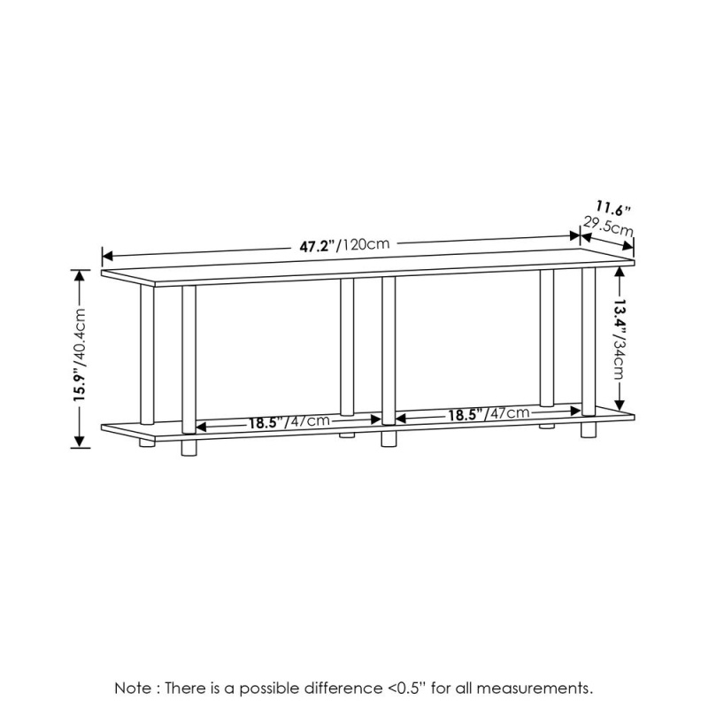 Furinno Turn-N-Tube No Tools Modern Rectangle Side Table, Bauhaus Oak/Beige