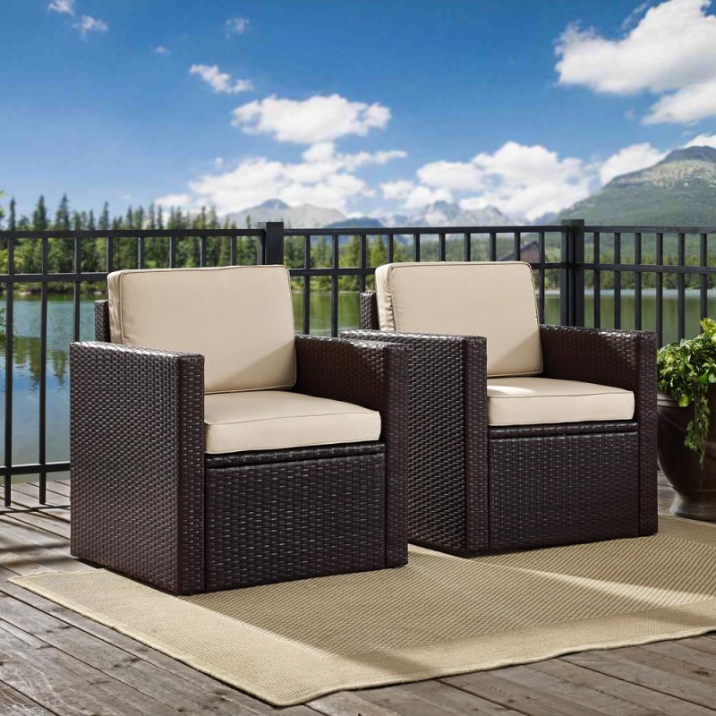 Palm Harbor 2Pc Outdoor Wicker Chair Set Sand/Brown - 2 Chairs