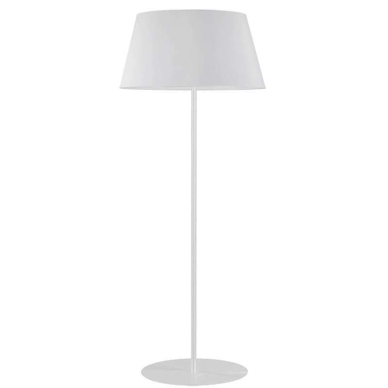 1 Light Incandescent Round Base Floor Lamp Matte White With White Shade