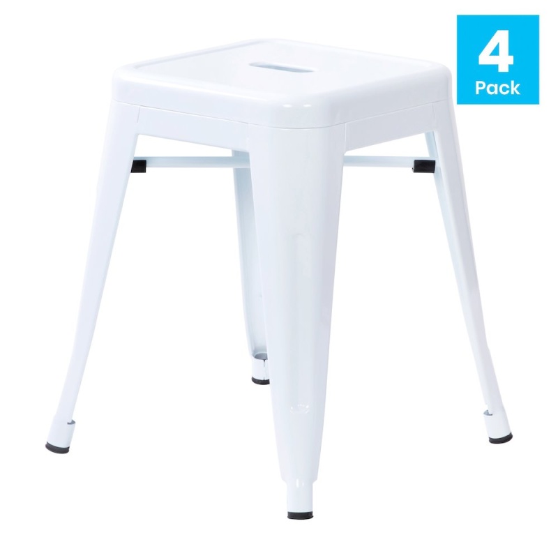 Set Of 4 Space Saving 18 Inch Indoor Dining Stool