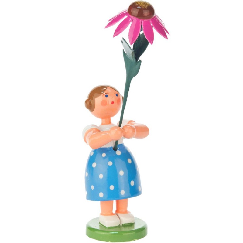 Dregeno Easter Figurine - Blue Flower Girl - 4.5"H X 1.25"W X 1.25"d