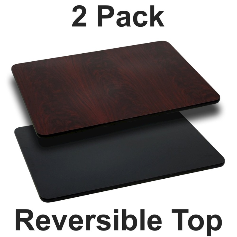 2 Pk. 30'' X 42'' Rectangular Table Top With Black Or Mahogany Reversible Top