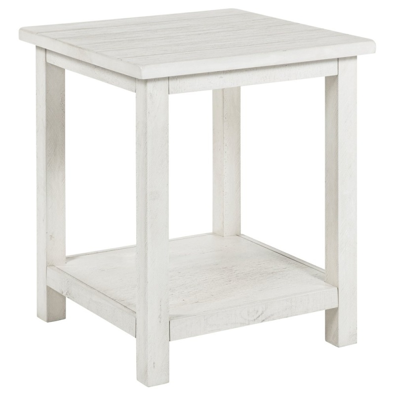 Payne Wood End Table With Shelf White
