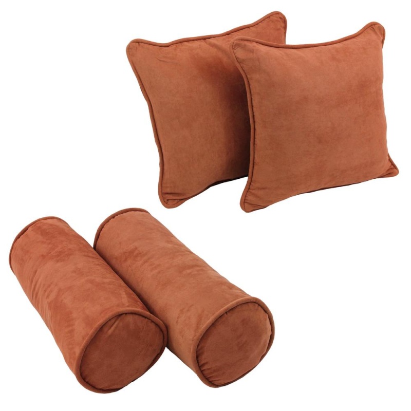 Double-Corded Solid Microsuede Throw Pillows With Inserts