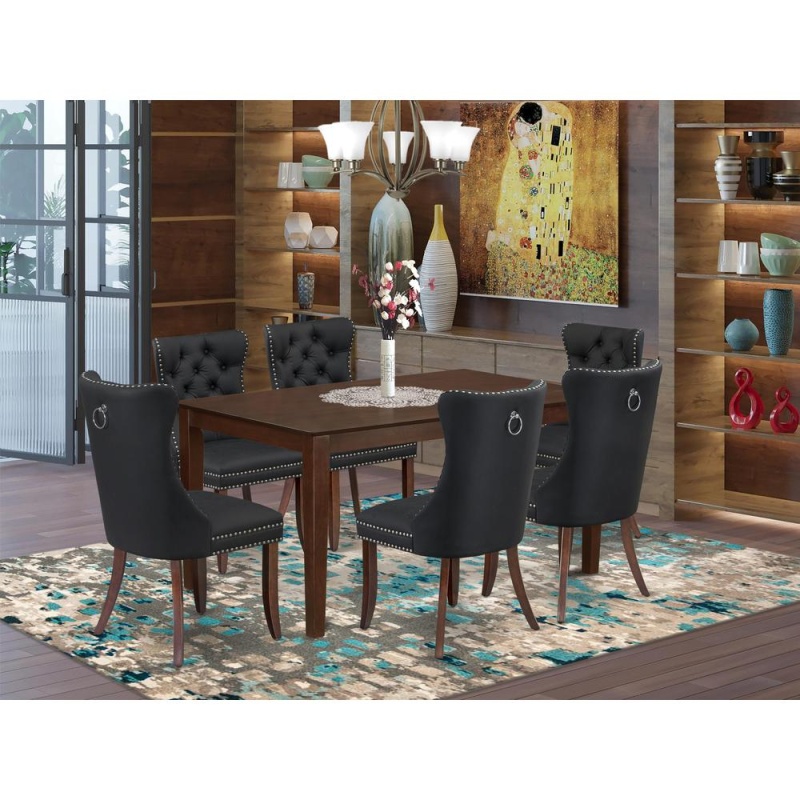 7 Piece Dining Room Set with Rectangle Solid Wood Table