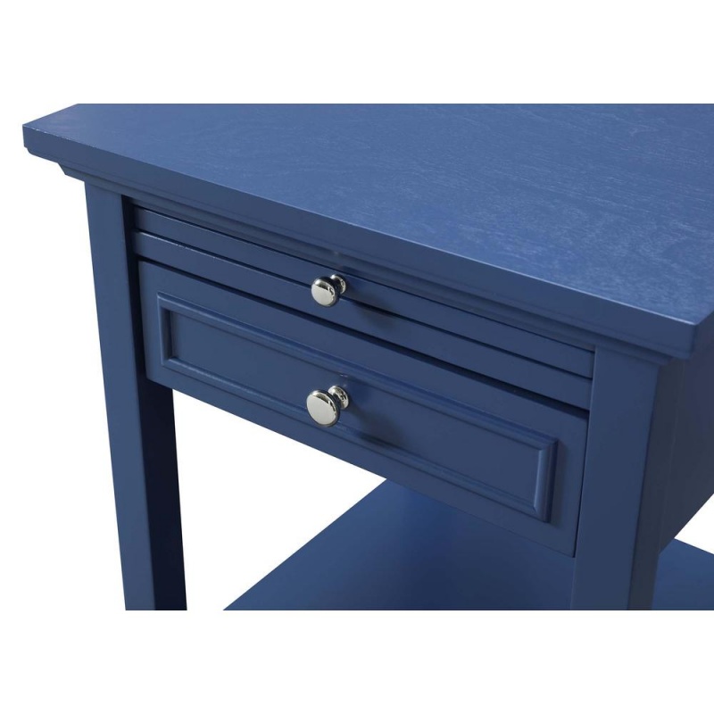 American Heritage Logan 1 Drawer End Table With Pull-Out Shelf, Cobalt Blue