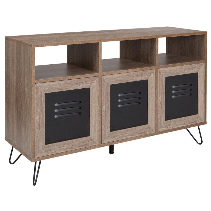 44"W 3 Shelf Storage Console Cabinet with Metal Doors