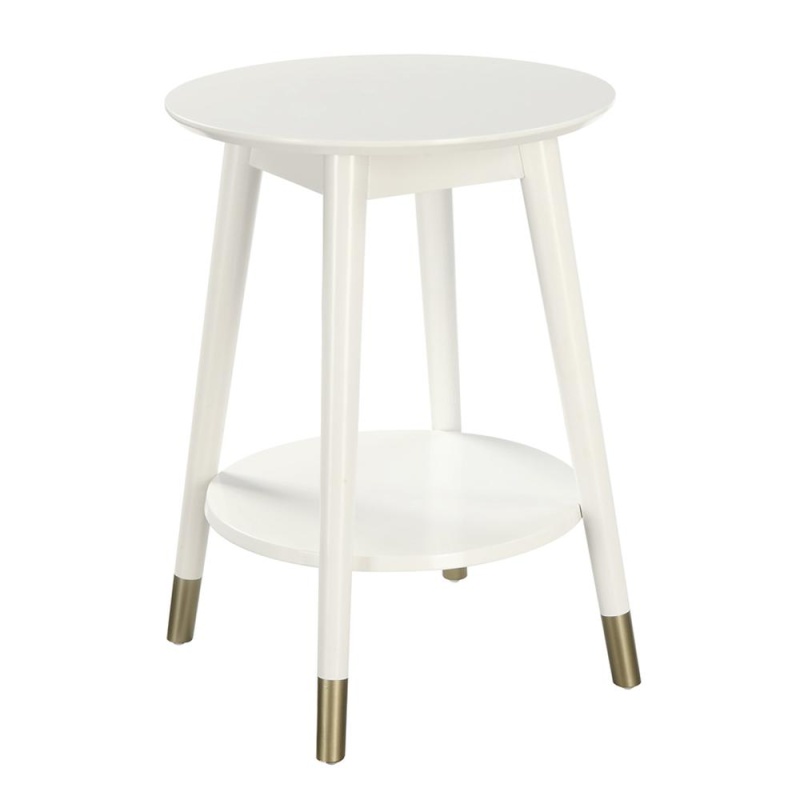Wilson Mid Century Round End Table With Bottom Shelf