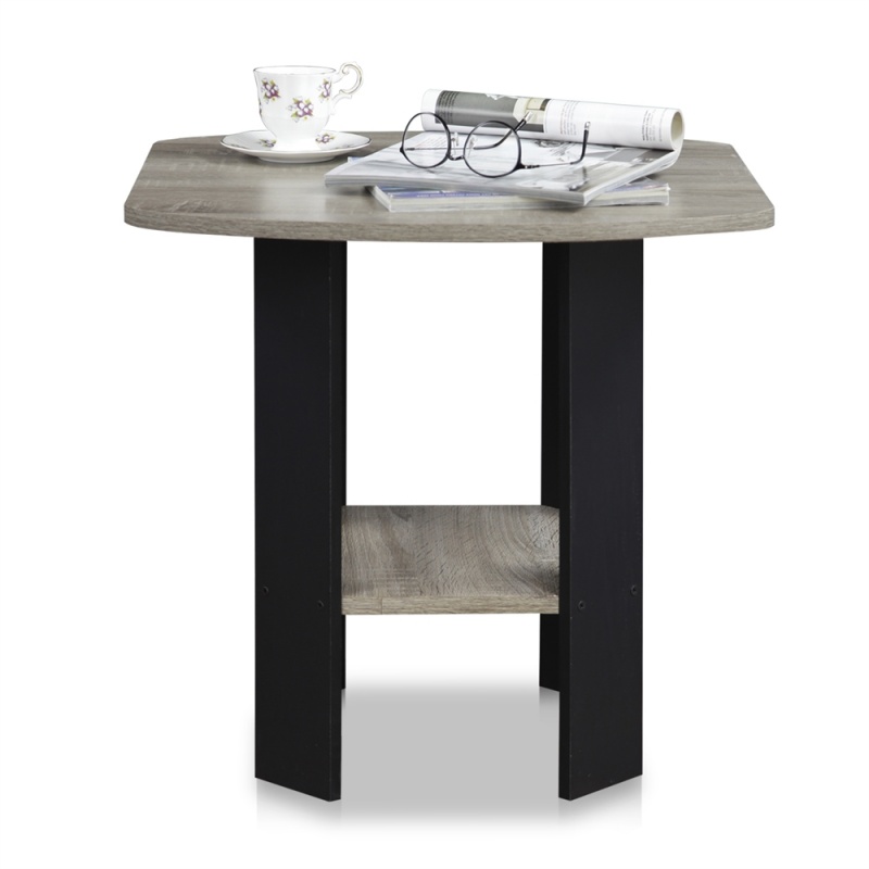 Simple Design End/Side Table, Oak Grey/Black