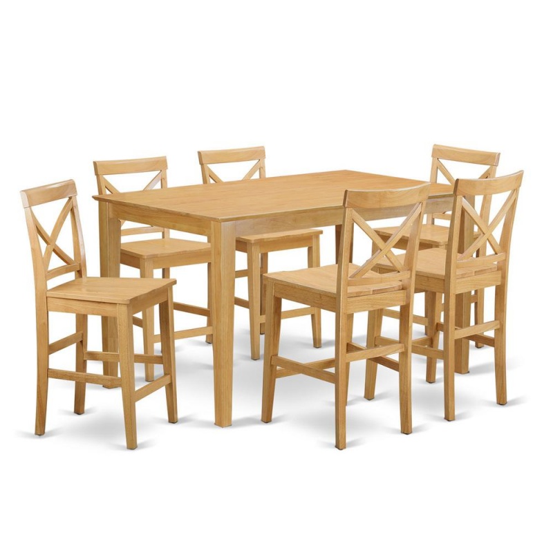 7 Pc Counter Height Table And Chair Set - High Top Table And 6 Dinette Chairs