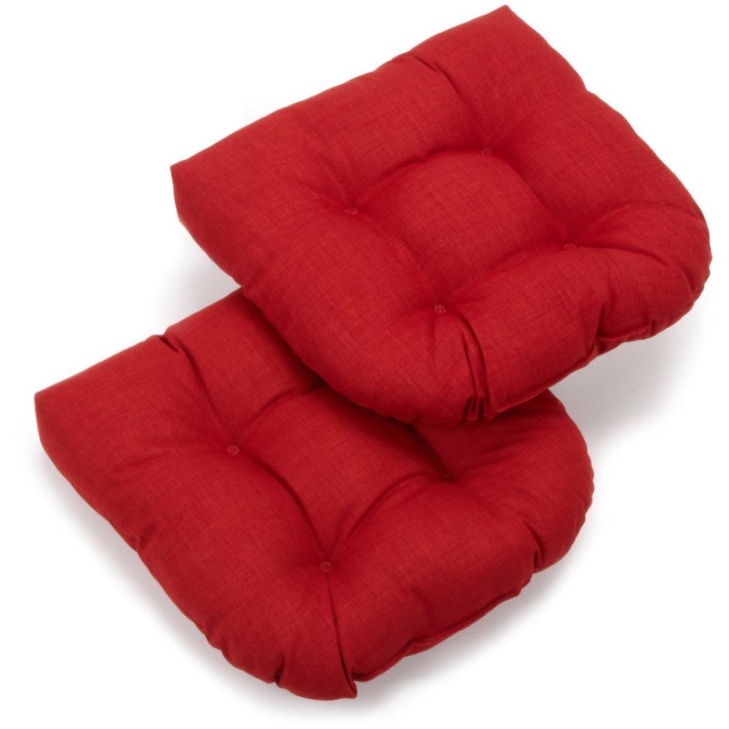 19-Inch U-Shaped Outdoor Spun Polyester Tufted Dining Chair Cushion (Set Of 2)
