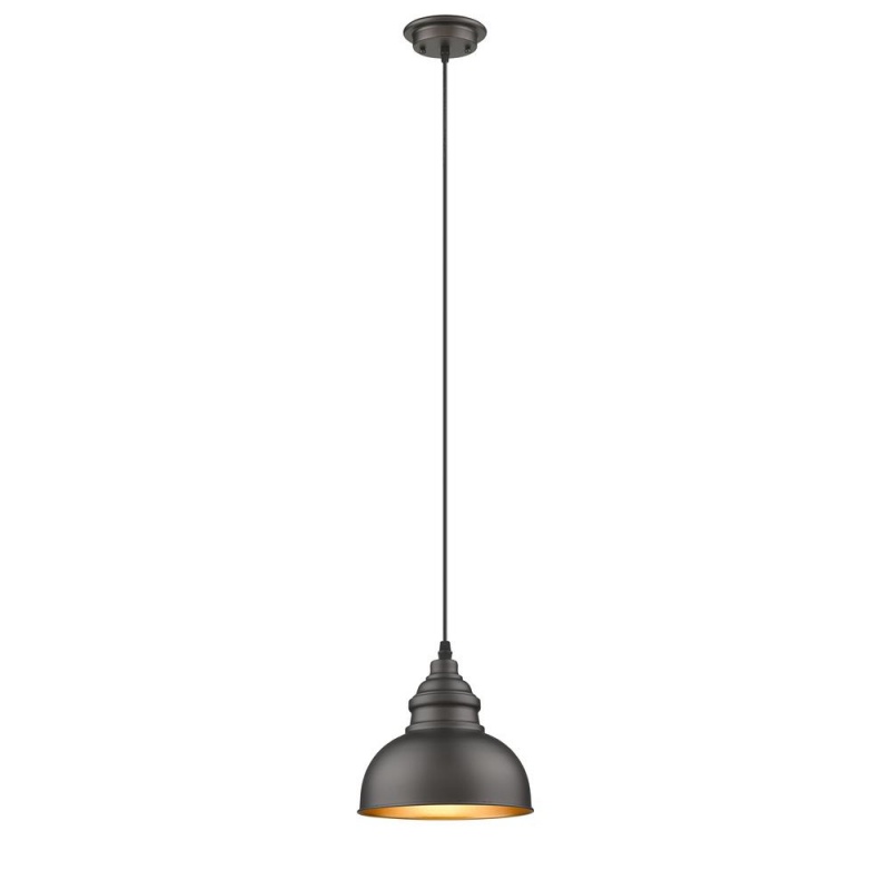 Ironclad Industrial-Style 1 Light Rubbed Bronze Ceiling Mini Pendant 8" Wide
