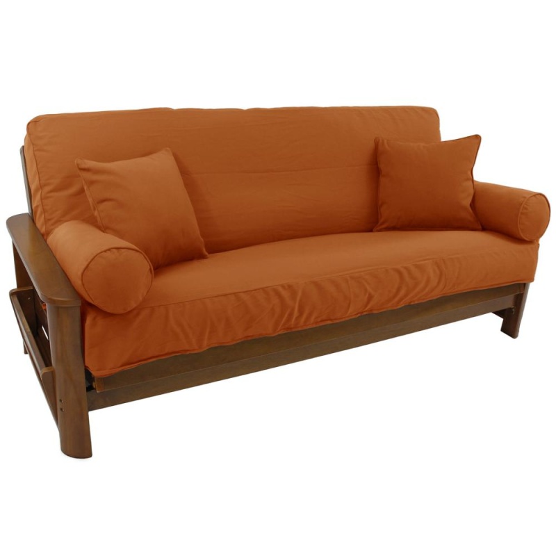 Set Of 5 Full Futon Cover Set W/Two 18 Inch Pillows And Two Bolsters (Twill Fabric) 9680-Cd-Tw-Sp