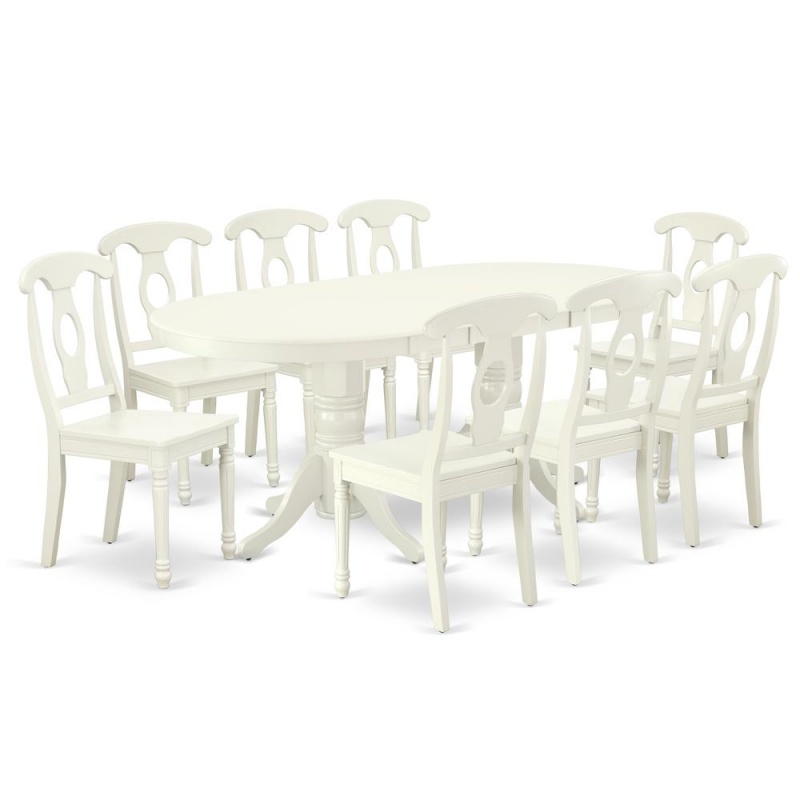 Dining Room Set Linen White, Vake9-Lwh-w