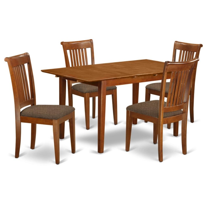 5 Pc Small Kitchen Table Set with Leaf and 4 Dining Chairs