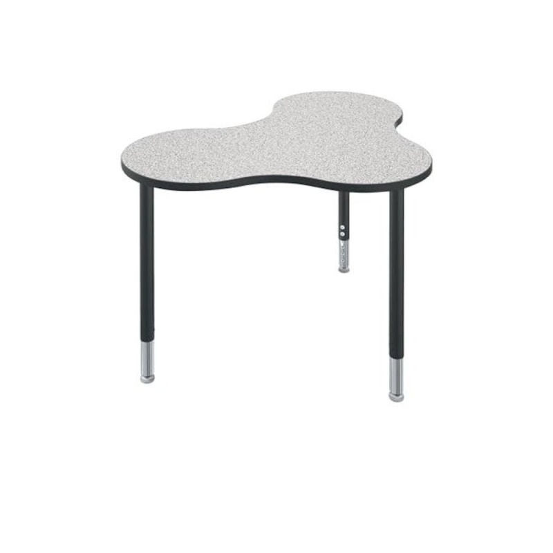 Student Desk - Large Quad - Gray Nebula Top Surface And Black Edgeband - Black Horseshoe Legs - No Bookbox
