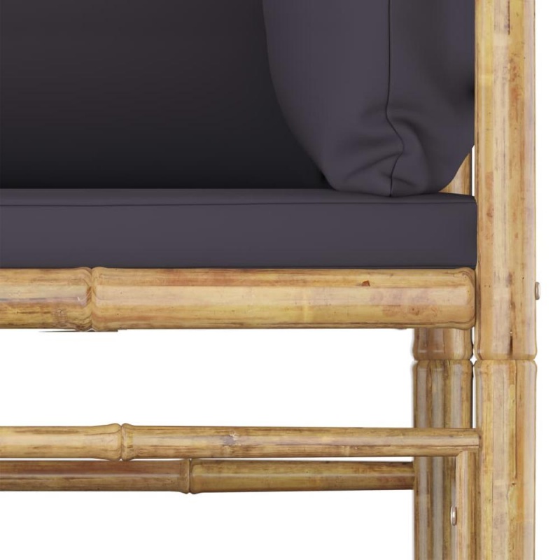 Vidaxl 4 Piece Garden Lounge Set With Dark Gray Cushions Bamboo 8190