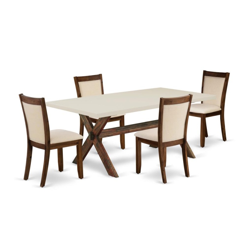 East West Furniture 5-Piece Modern Dining Set with Linen Chairs