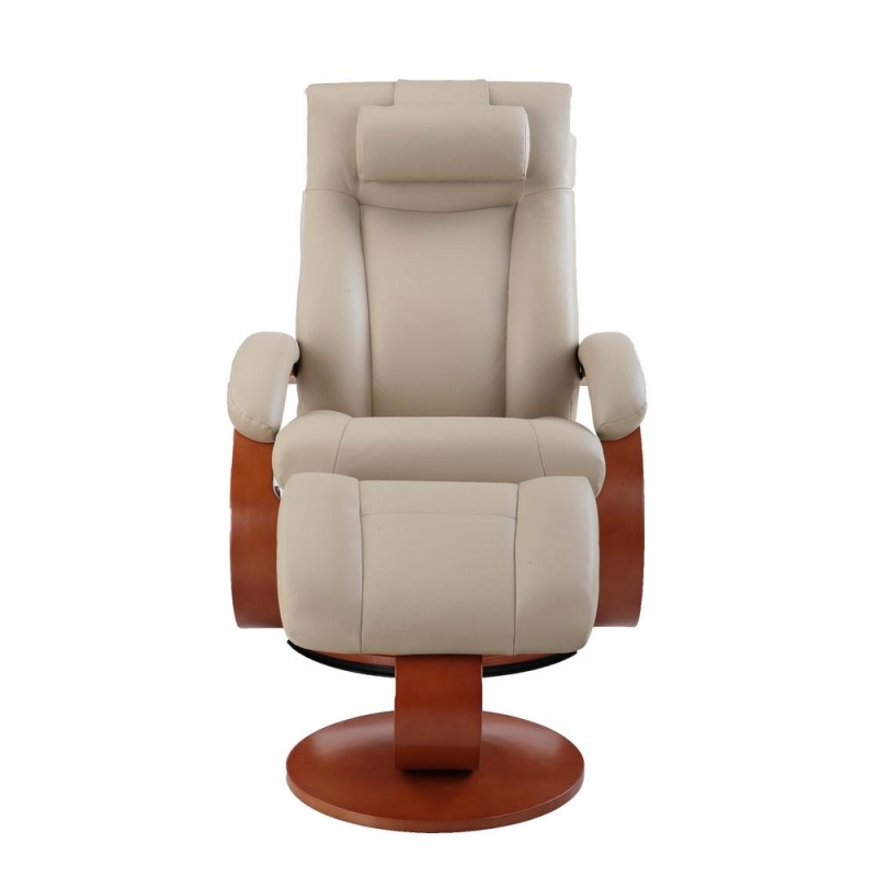 Relax-R™ Hamilton Recliner And Ottoman With Pillow In Cobblestone Top Grain Leather