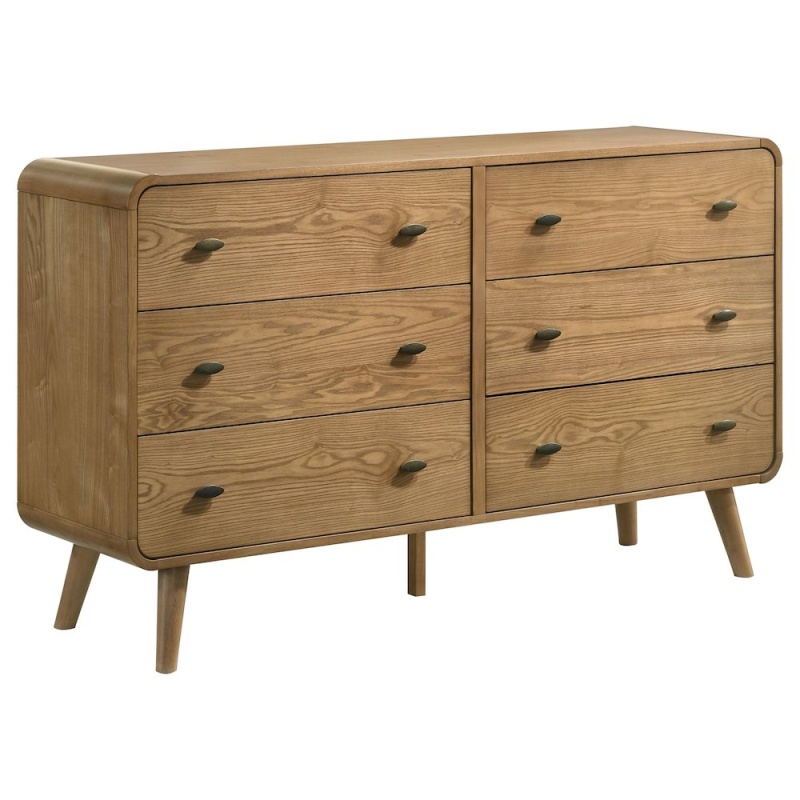 Robyn 6-Drawer Dresser With Mirror Light Ash