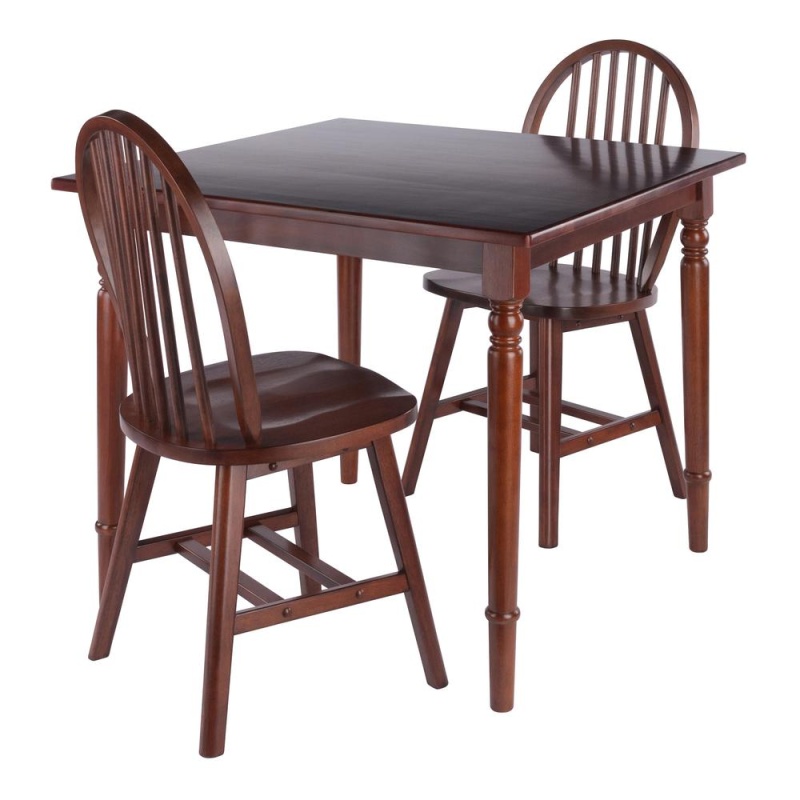 Mornay 3-Pc Dining Table With Windsor Chairs, Walnut