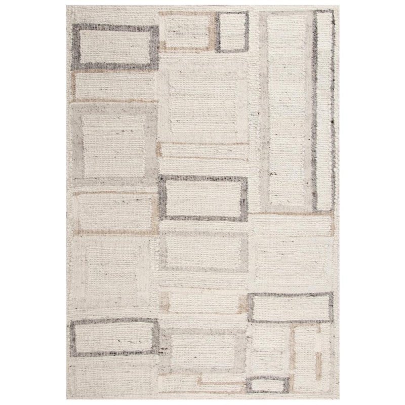 Hand Woven Flat Weave Pile Hand Spun Wool/ Cotton Rug, 8' X 10'