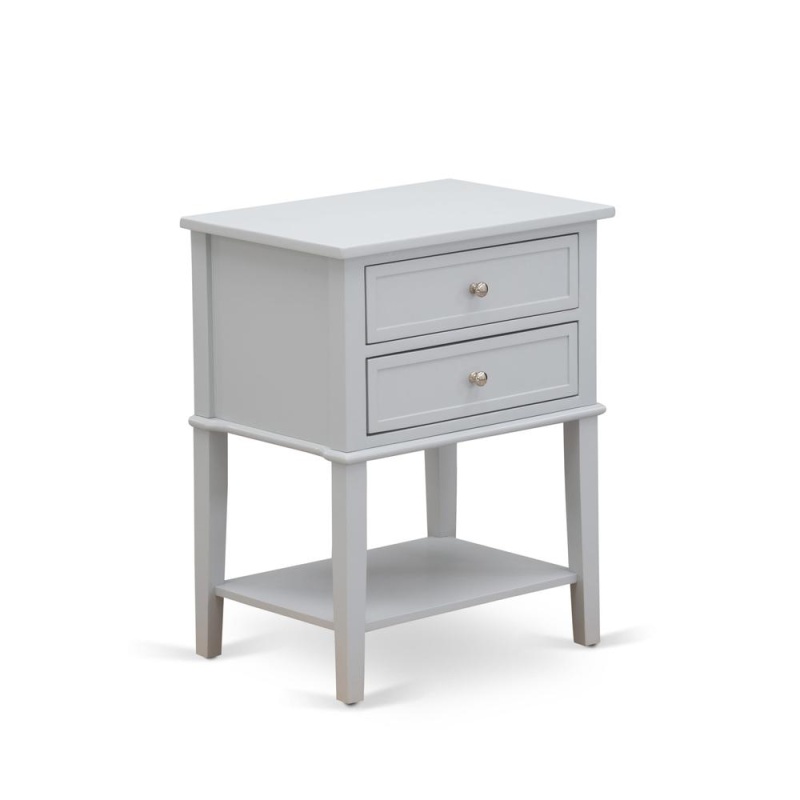East West Furniture Vl-14-Et Night Stand For Bedroom With 2 Wood Drawers For Bedroom, Stable And Sturdy Constructed - Urban Gray Finish