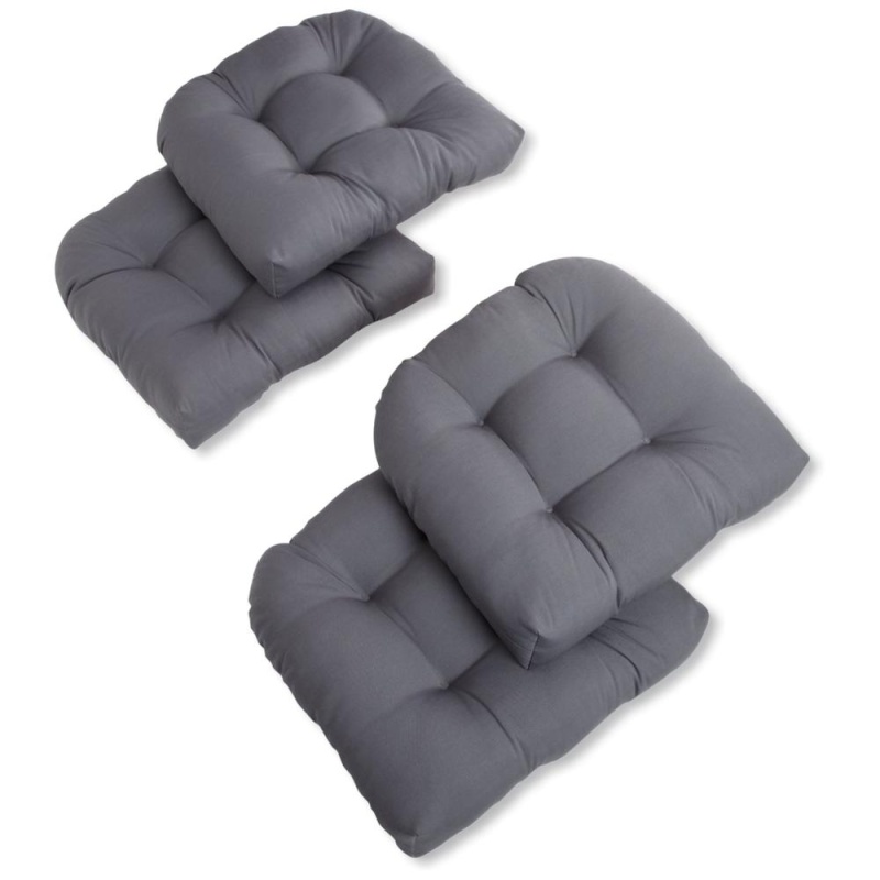 19-Inch U-Shaped Solid Twill Tufted Dining Chair Cushions (Set of 4)