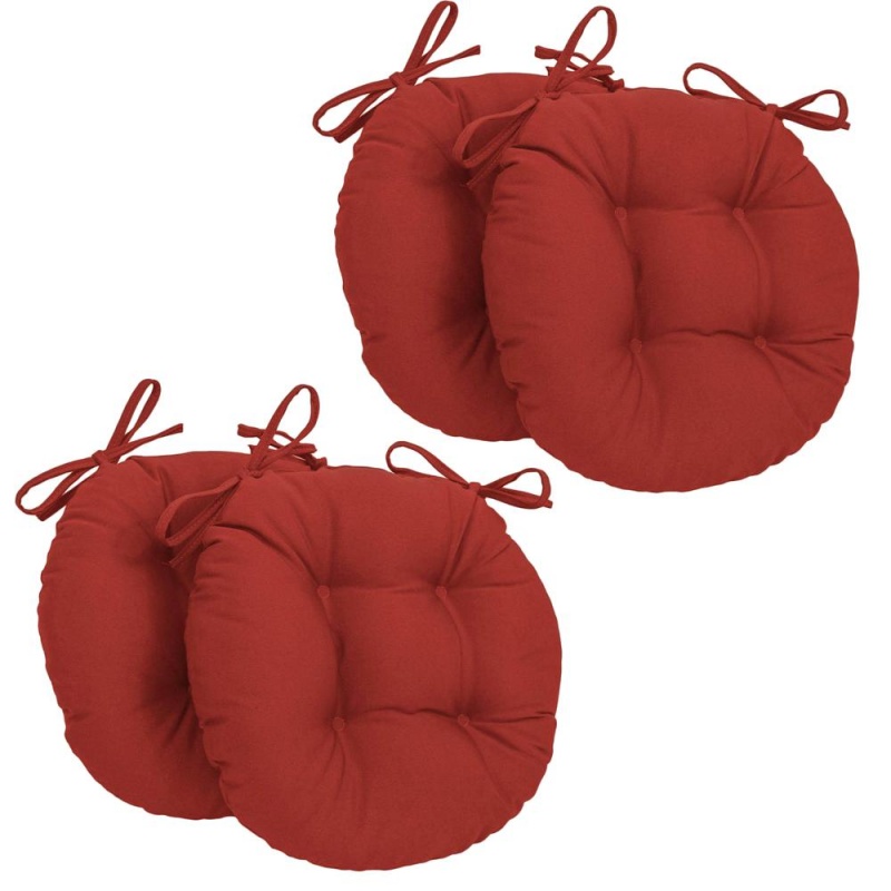 16-Inch Solid Twill Round Tufted Chair Cushions (Set Of 4)