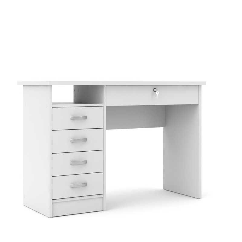 Walden Desk With 5 Drawers, White